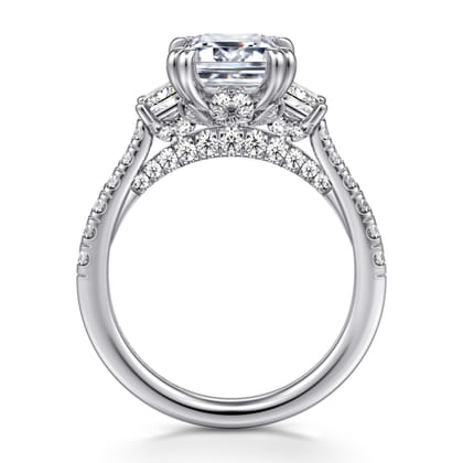 Charlene - 14K White Gold Emerald Cut Three Stone Diamond Engagement Ring