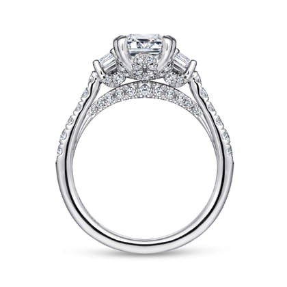 Charlene - 14K White Gold Emerald Cut Three Stone Diamond Engagement Ring