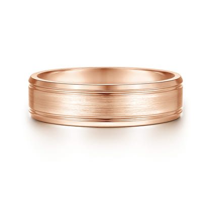 Charles - 14K Rose Gold 6mm - Men's Wedding Band in Satin Finish