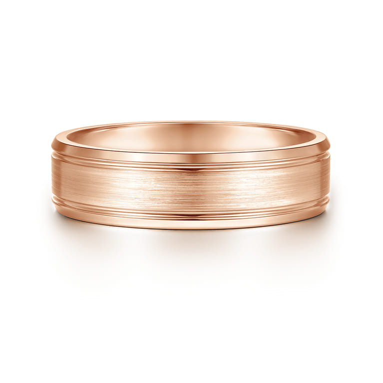 Charles - 14K Rose Gold 6mm - Men's Wedding Band in Satin Finish - Shot 1