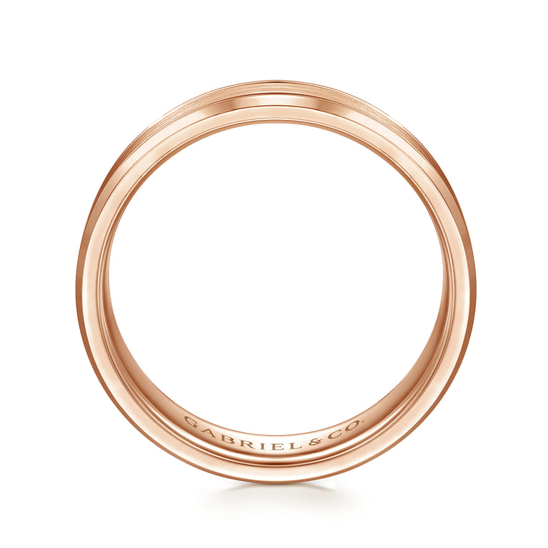 Charles - 14K Rose Gold 6mm - Men's Wedding Band in Satin Finish - Shot 2
