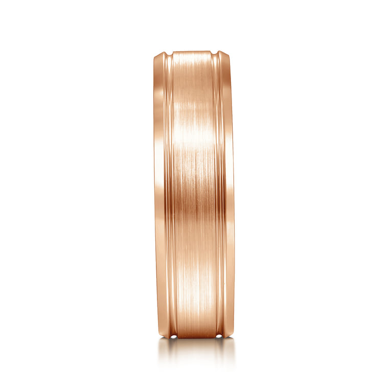Charles - 14K Rose Gold 6mm - Men's Wedding Band in Satin Finish - Shot 4