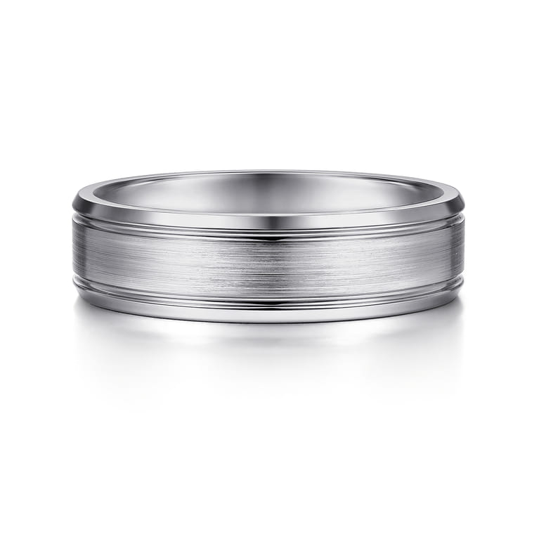 Charles - 14K White Gold 6mm - Men's Wedding Band in Satin Finish - Shot 1