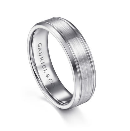 Charles - 14K White Gold 6mm - Men's Wedding Band in Satin Finish