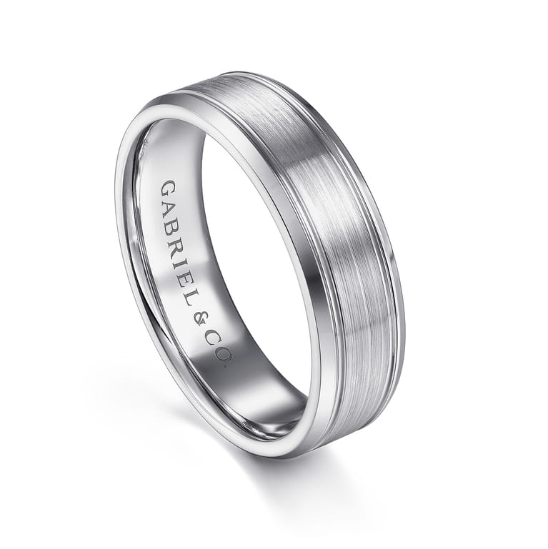 Charles - 14K White Gold 6mm - Men's Wedding Band in Satin Finish - Shot 3