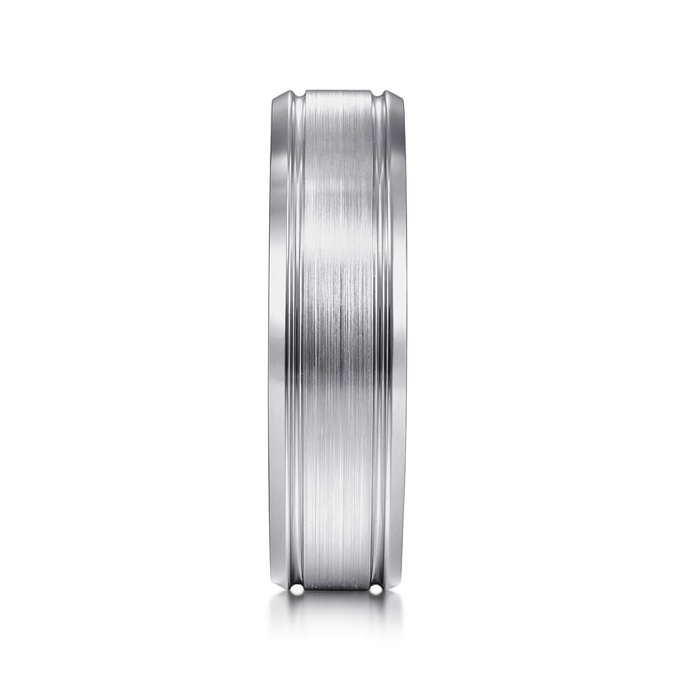 Charles - 14K White Gold 6mm - Men's Wedding Band in Satin Finish - Shot 4