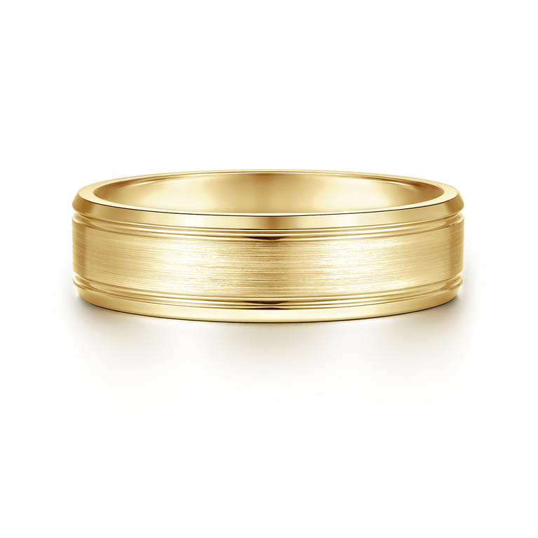 Charles - 14K Yellow Gold 6mm - Men's Wedding Band in Satin Finish - Shot 1