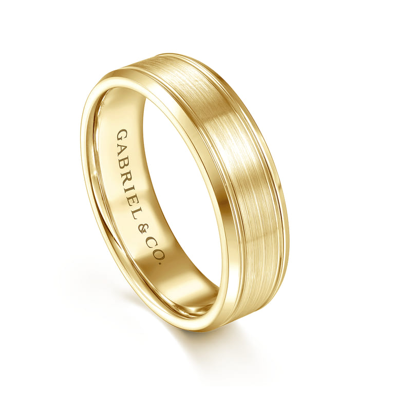 Charles - 14K Yellow Gold 6mm - Men's Wedding Band in Satin Finish - Shot 3