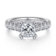 Charleston - 14K White Gold Cushion Cut Diamond Engagement Ring