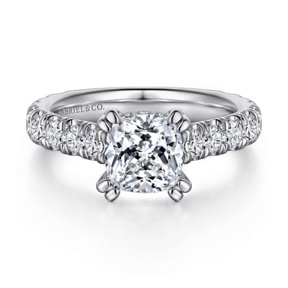 Charleston - 14K White Gold Cushion Cut Diamond Engagement Ring