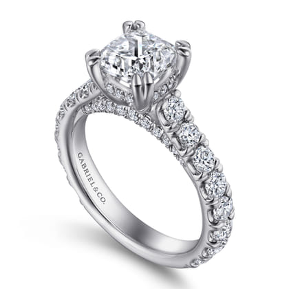 Charleston - 14K White Gold Cushion Cut Diamond Engagement Ring