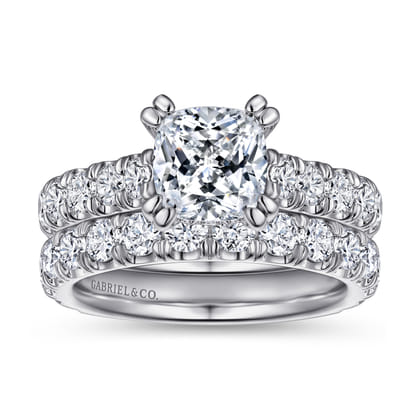 Charleston - 14K White Gold Cushion Cut Diamond Engagement Ring