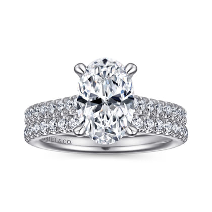 Charleston - 14K White Gold Oval Diamond Engagement Ring
