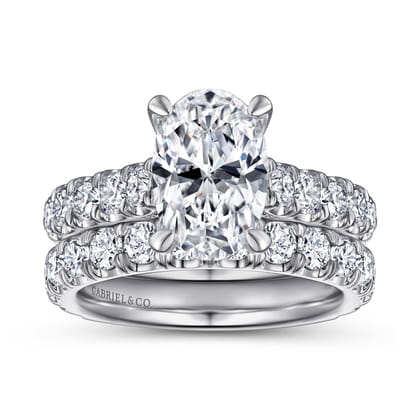 Charleston - 14K White Gold Oval Diamond Engagement Ring