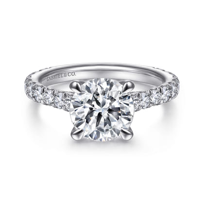 Charleston - 14K White Gold Round Diamond Engagement Ring