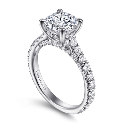 Charleston - 14K White Gold Round Diamond Engagement Ring
