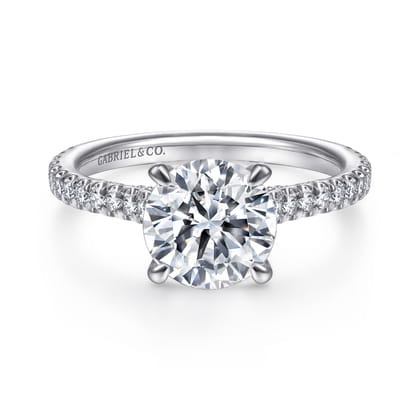 Charleston - 14K White Gold Round Diamond Engagement Ring