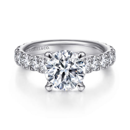 Charleston - 14K White Gold Round Diamond Engagement Ring