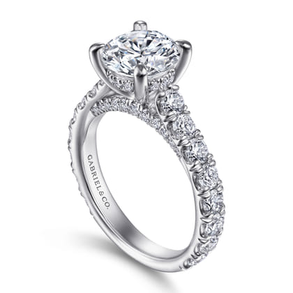 Charleston - 14K White Gold Round Diamond Engagement Ring