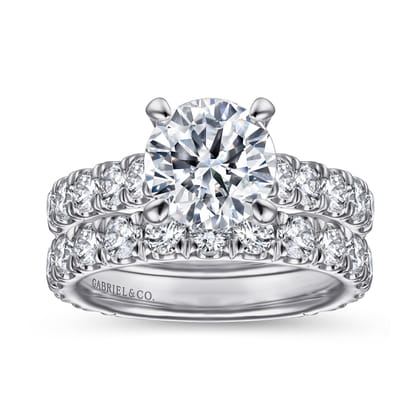 Charleston - 14K White Gold Round Diamond Engagement Ring