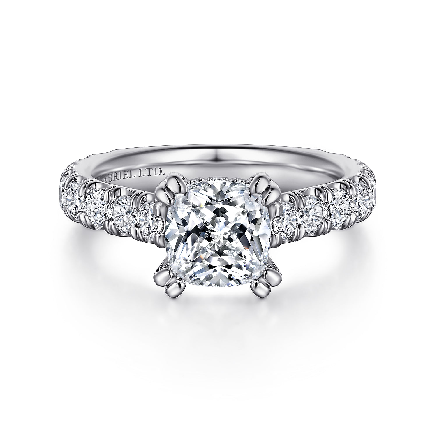 Charleston - 18K White Gold Cushion Cut Diamond Engagement Ring