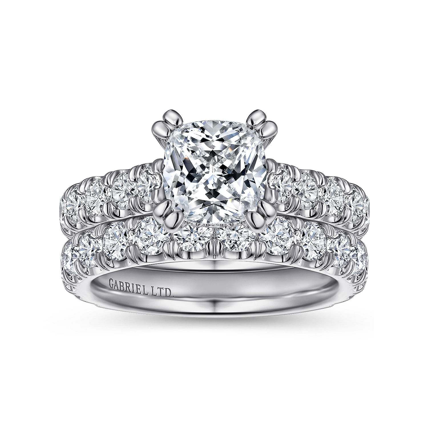 Charleston - 18K White Gold Cushion Cut Diamond Engagement Ring