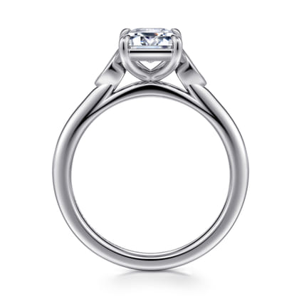 Charli - 14K White Gold Bezel Prong Emerald Cut Three Stone Diamond Engagement Ring