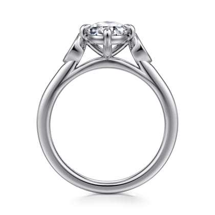 Charli - 14K White Gold Bezel Prong Oval Three Stone Diamond Engagement Ring