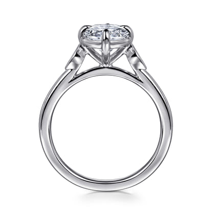 Charli - 14K White Gold Bezel Prong Oval Three Stone Diamond Engagement Ring