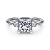 Charli - 14K White Gold Bezel Prong Princess Cut Three Stone Diamond Engagement Ring