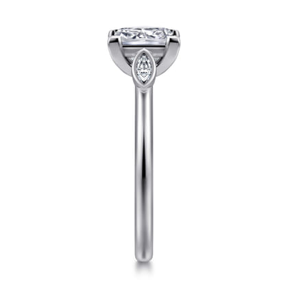 Charli - 14K White Gold Bezel Prong Princess Cut Three Stone Diamond Engagement Ring