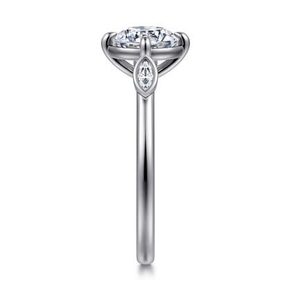 Charli - 14K White Gold Bezel Prong Round Three Stone Diamond Engagement Ring