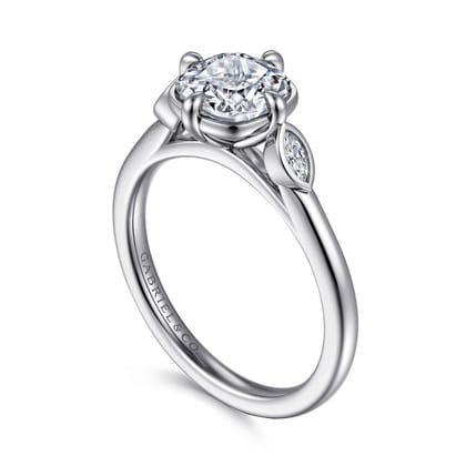 Charli - 14K White Gold Cushion Cut Three Stone Diamond Engagement Ring