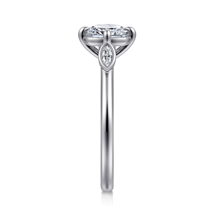 Charli - 14K White Gold Cushion Cut Three Stone Diamond Engagement Ring