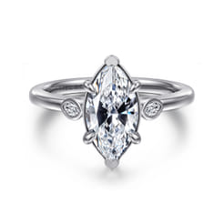 Charli - 14K White Gold Marquise Shape Three Stone Diamond Engagement Ring