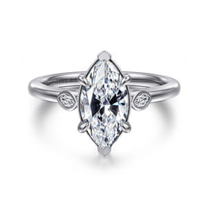 Charli - 14K White Gold Marquise Shape Three Stone Diamond Engagement Ring