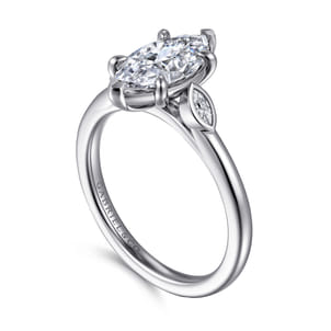 Charli - 14K White Gold Marquise Shape Three Stone Diamond Engagement Ring