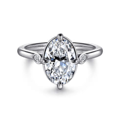 Charli - 14K White Gold Oval Three Stone Diamond Engagement Ring