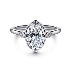 Charli - 14K White Gold Oval Three Stone Diamond Engagement Ring