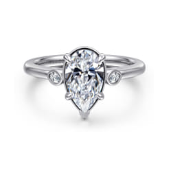 Charli - 14K White Gold Pear Shape Three Stone Diamond Engagement Ring