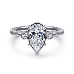 Charli - 14K White Gold Pear Shape Three Stone Diamond Engagement Ring