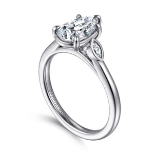 Charli - 14K White Gold Pear Shape Three Stone Diamond Engagement Ring