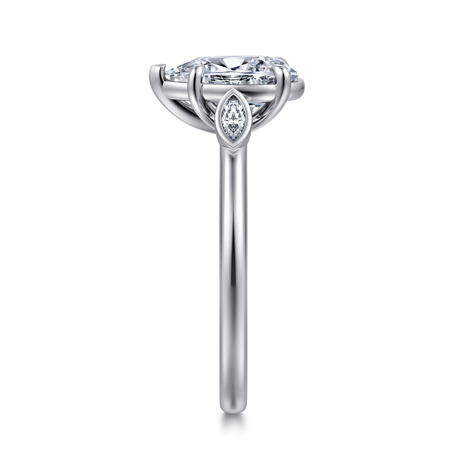 Charli - 14K White Gold Pear Shape Three Stone Diamond Engagement Ring