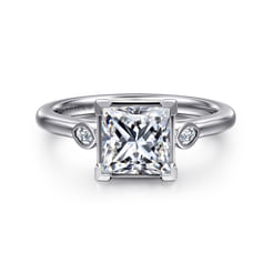 14K White Gold Princess Cut Three Stone Diamond Engagement Ring