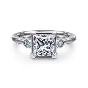 Charli - 14K White Gold Princess Cut Three Stone Diamond Engagement Ring