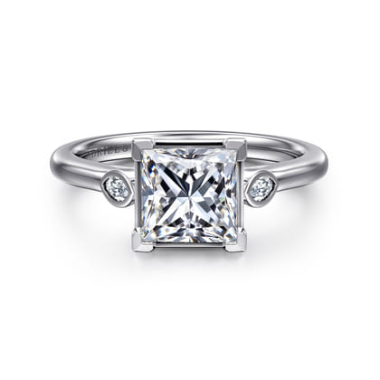 Charli - 14K White Gold Princess Cut Three Stone Diamond Engagement Ring