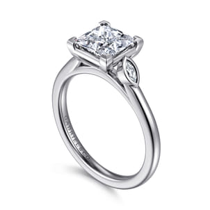 Charli - 14K White Gold Princess Cut Three Stone Diamond Engagement Ring
