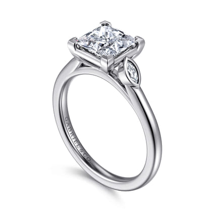 Charli - 14K White Gold Princess Cut Three Stone Diamond Engagement Ring