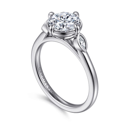 Charli - 14K White Gold Round Three Stone Diamond Engagement Ring