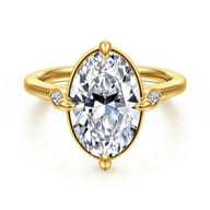 Charli - 14K Yellow Gold Bezel Prong Oval Three Stone Diamond Engagement Ring